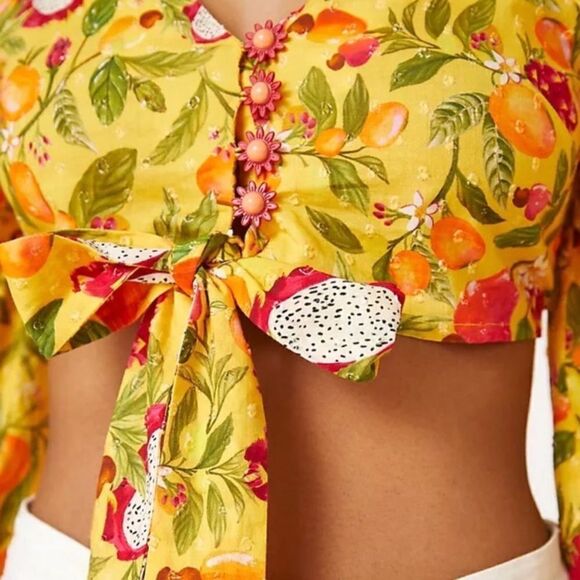 Farm Rio Deep-V Tie-Waist Top - Picture 2 of 7